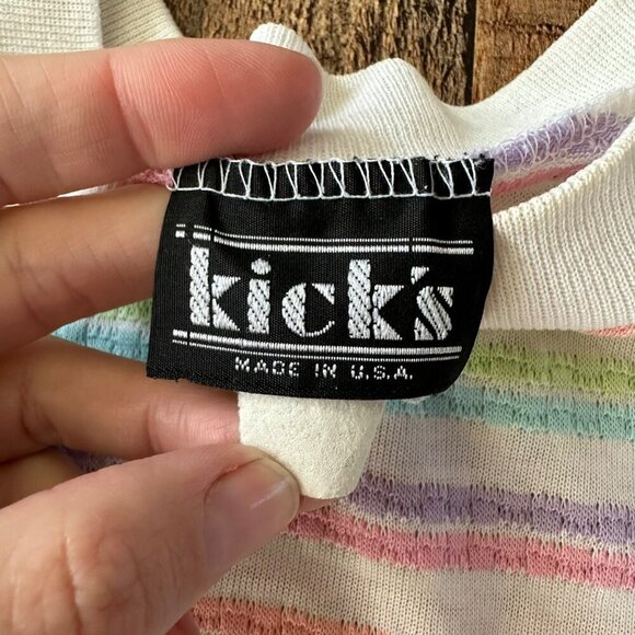 Vintage Kicks Women's Pastel Rainbow Striped Cotton Lightweight Sweatshirt - Picture 5 of 8